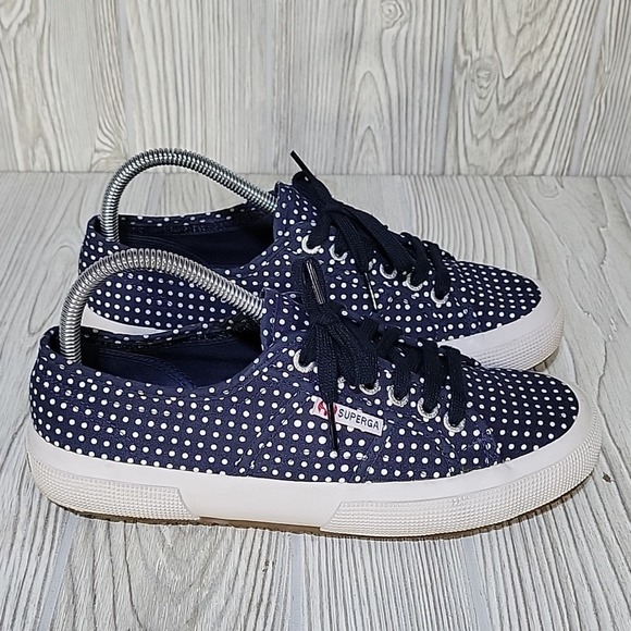 Superga Navy Polka Dot Sneakers - Picture 2 of 11